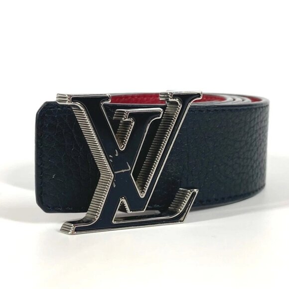 LOUIS VUITTON M0076U LV buckle Logo Bicolor Accessories belt Leather Black/Red - Picture 1 of 16